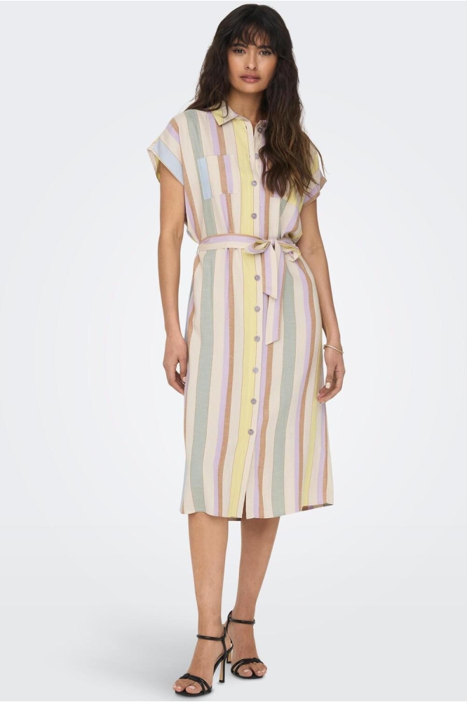 ONLTINE HANNOVER SS SHIRT DRESS  WV 15291421 WHITECAP GRAY/CLEAR SKY