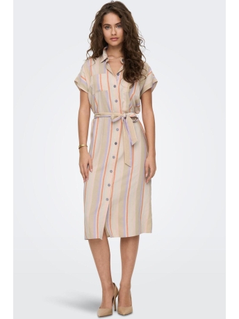 Only Jurk ONLTINE HANNOVER SS SHIRT DRESS  WV 15291421 WHITECAP GRAY/ PURPLE ROS