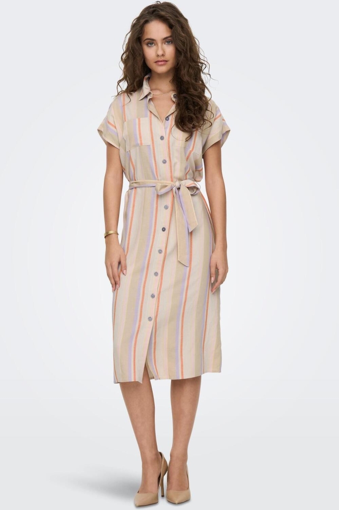 ONLTINE HANNOVER SS SHIRT DRESS  WV 15291421 WHITECAP GRAY/ PURPLE ROS
