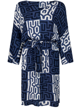 Zoso Jurk LEONIE FABRIC PRINTED DRESS 231 0008-0015 NAVY BLUE