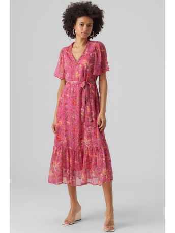 Vero Moda Jurk VMSILO SS 7/8 DRESS WVN BTQ 10286028 Pink Yarrow/SILO