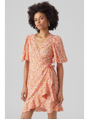 Vero Moda Jurk VMEMMA HENNA SS SHORT WRAP DRESS WV 10290762 Birch/CARO FLOWE