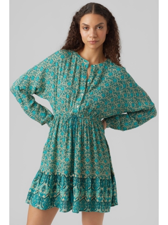Vero Moda Jurk VMBANI L/S SHORT DRESS EXP 10292050 Boulder/GREEN BANI