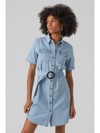 Vero Moda Jurk VMSILVIA S/S SHORT DENIM DRESS LCS 10288363 Light Blue Denim
