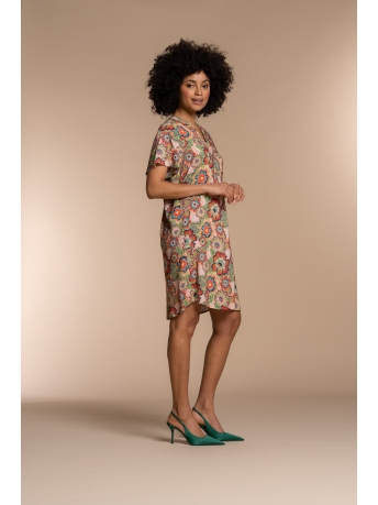 Geisha Jurk JURK GRAFISCHE FLOWERPRINT 37121 20 Coral/Salmon combi