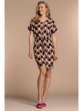 Geisha Jurk JURK GRAFISCHE PRINT 37122 20 Navy/Cassis combi