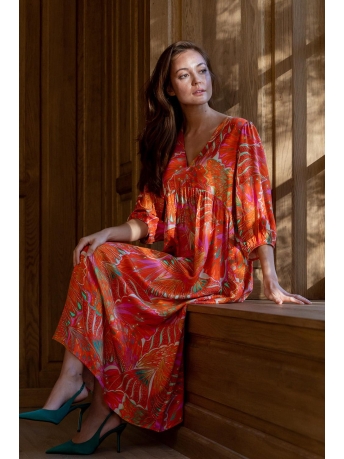 Geisha Jurk MIDI JURK CULTURAL VLINDERPRINT 37136 20 Coral/Pink combi