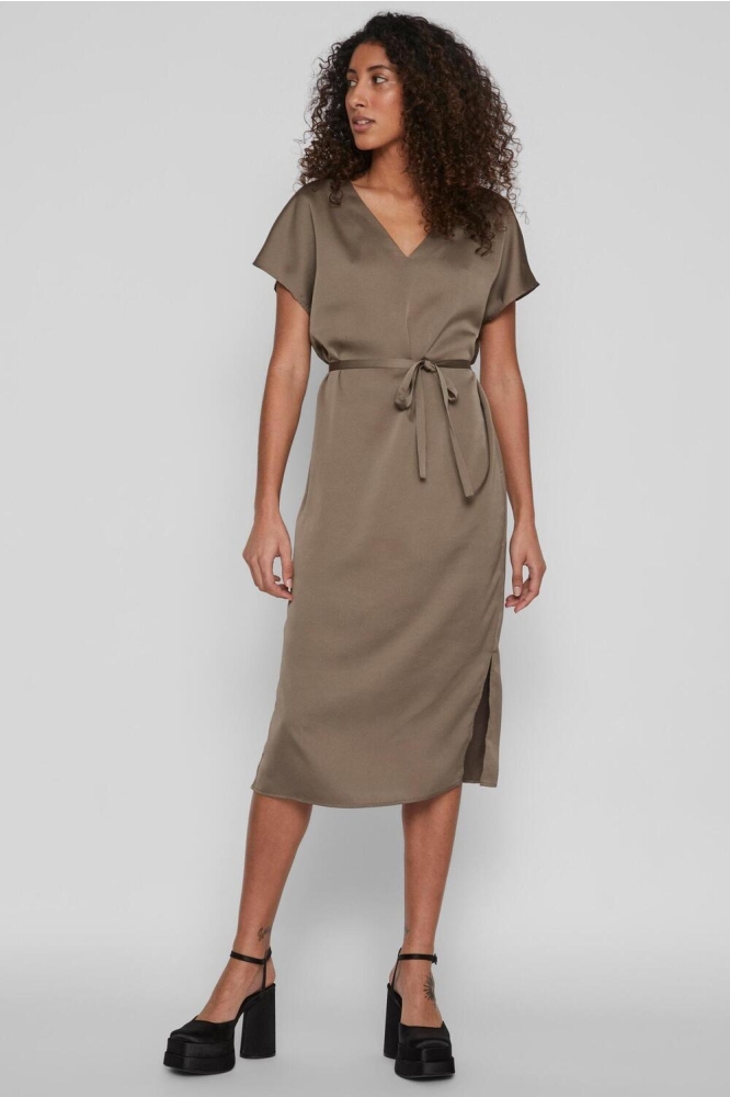 VIELLETTE V-NECK S/S DRESS/SU - NOO 14078865 Walnut