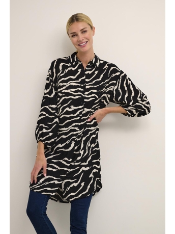 Kaffe Jurk KASOMIA SHIRT DRESS 3 4 10507260 103939 ANTIQUE, BLACK ZEB