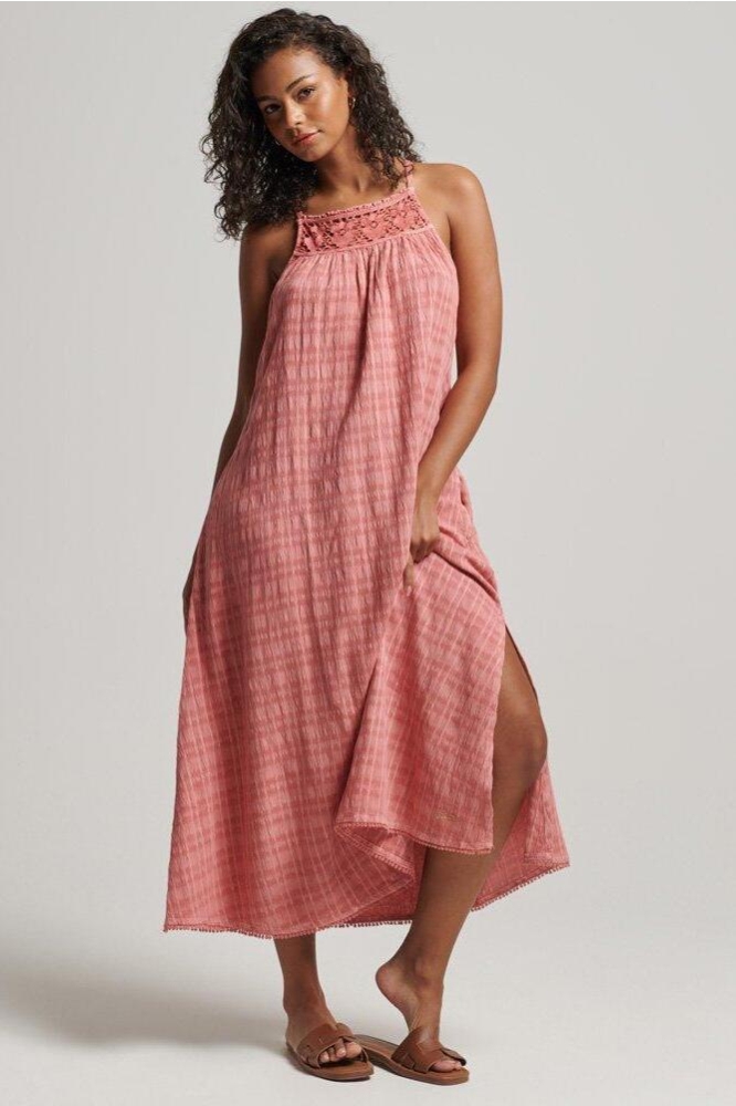 VINTAGE LONG HALTER CAMI DRESS W8011411A DESERT SAND PINK