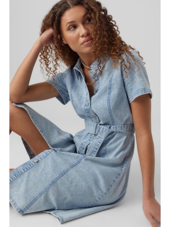 Vero Moda Jurk VMSAYLA SS BLK BELT DENIM DRESS 10284355 Light Blue Denim