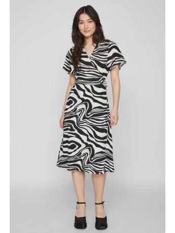 Vila Jurk VILOVIE S/S WRAP MIDI DRESS/SU - NOOS 14059666 Birch/MISTY