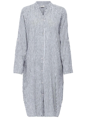 Only Jurk ONLLINETTE LINEN TOKYO LS DRESS OTW 15259774 BRIGHT WHITE/NIGHT SKY