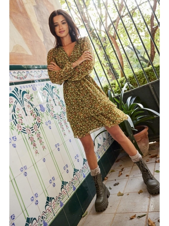 Only Jurk ONLADELE LIFE L/S V-NECK DRESS PTM 15301422 WINTER MOSS