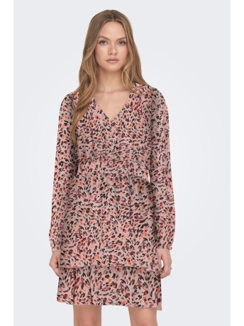Only Jurk ONLADELE LIFE L/S V-NECK DRESS PTM 15301422 ROSE SMOKE/ECO ANIMAL