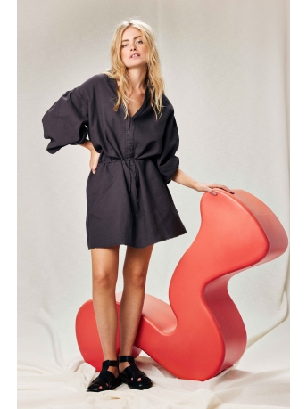 10 Days Jurk TUNIC WAFFLE DRESS 20 332 3202 1194 Grey Raven