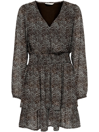 Only Jurk ONLSTAR LIFE L/S LOU LAYERED DRESS 15302810 BLACK COFFEE
