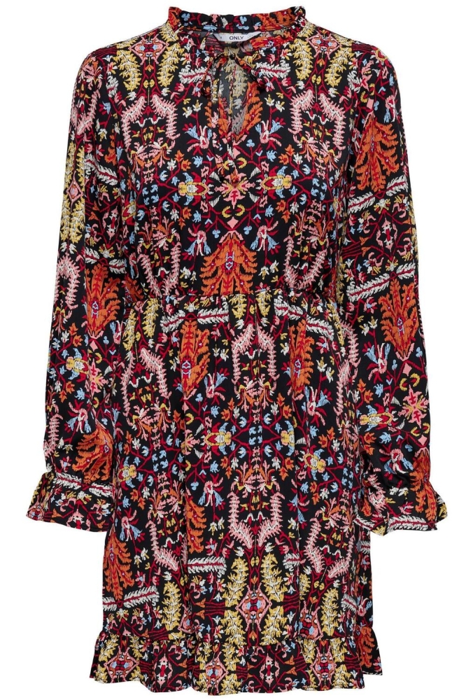 ONLCARLA LIFE L/S FRILL DRESS PTM 15305014 Black/Nomadic vi
