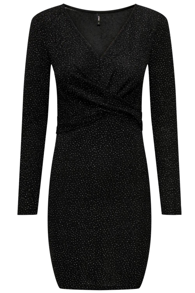 ONLQUEEN L/S V-NECK GLITTER DRESS J 15309627 Black/Structure