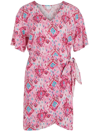 Vila Jurk VIKAJANA YUI V-NECK 2/4 DRESS/S/LC 14088925 BEGONIA PINK/YUI