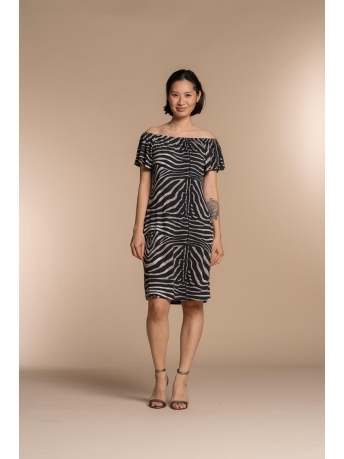Geisha Jurk JERSEY JURK ELASTIEKEN HALS 37053 60 MAY Black/Sand