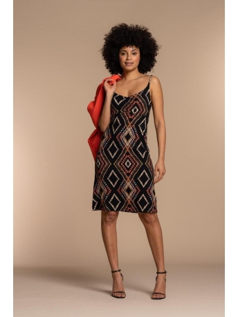 Geisha Jurk JURK SPAGHETTI BANDJES ALLOVER PRINT 37059 60 NOA Black/Orange