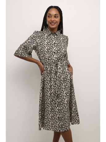 Kaffe Jurk KASAFIR OLINE DRESS 10507482 104228 Sand/ Black Graphic