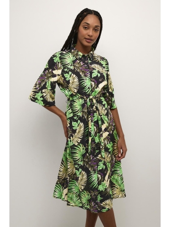 Kaffe Jurk KASAFIR OLINE DRESS 10507482 104238 Green/ Black/ Violet Palm