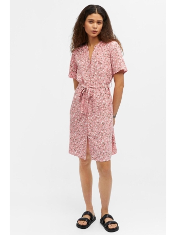 Object Jurk OBJEMA ELISE S/S SHIRT DRESS NOOS 23039105 Brandied Apricot/FLOWER COLOUR