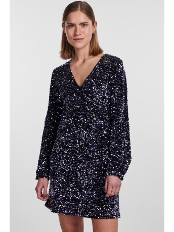 Pieces Jurk PCKAM LS WRAP DRESS BC 17133626 BLACK/PURPLE