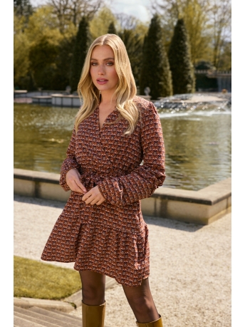 Lofty Manner Jurk DRESS AMARI OI23 1 764 orange arches print