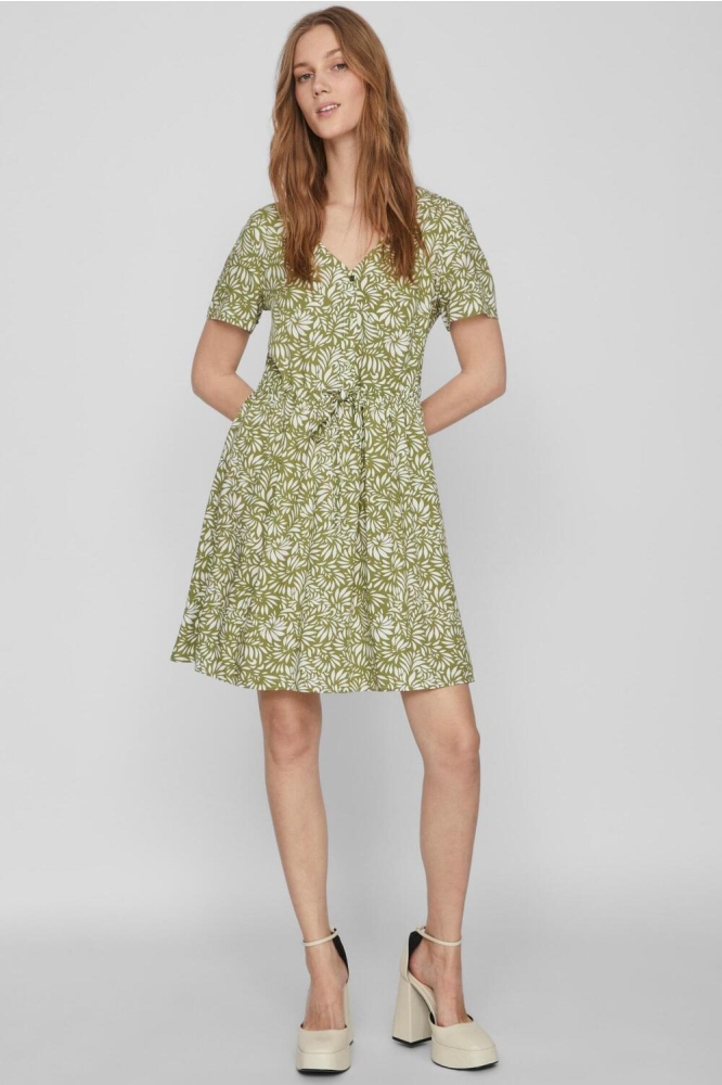 VILISE JANE V-NECK S/S DRESS/SU 14086399 Calliste Green/Jane