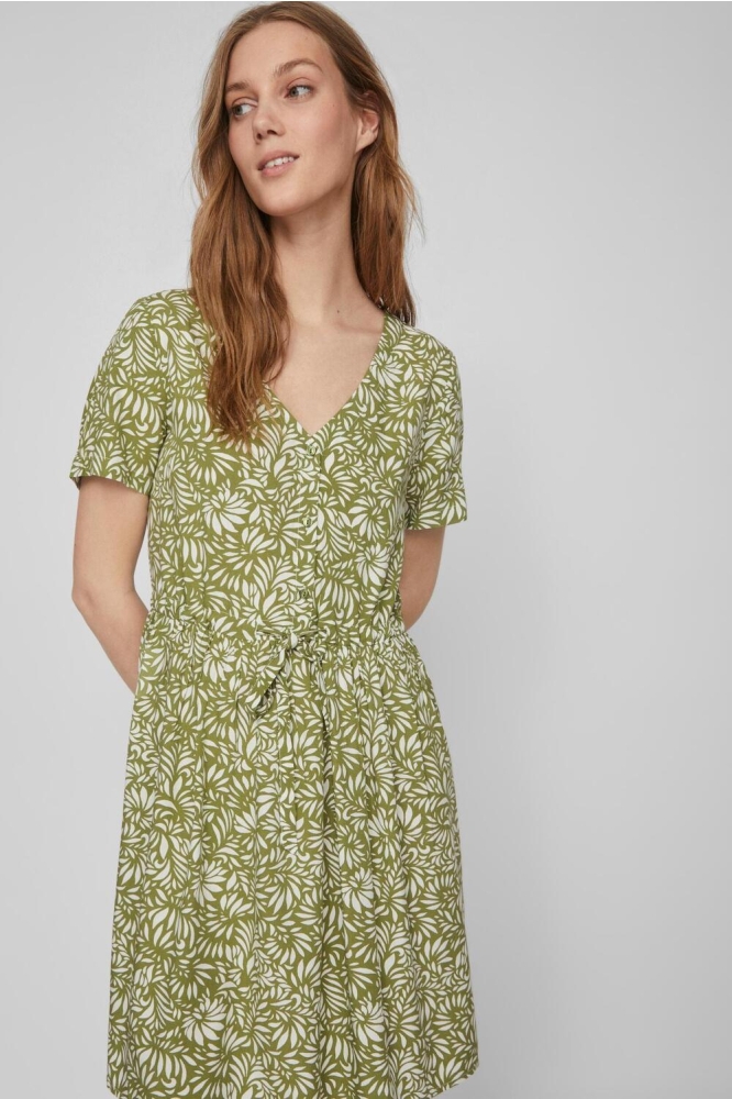 VILISE JANE V-NECK S/S DRESS/SU 14086399 Calliste Green/Jane