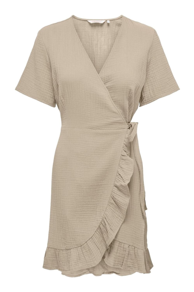 ONLTHYRA SS WRAP DRESS WVN 15297312 OXFORD TAN