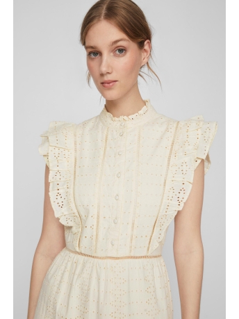 Rouge Vila Jurk VICORA S/S MIDI DRESS 14085992 BIRCH