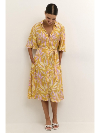 Kaffe Jurk KASAFIR OLINE DRESS 10507482 104218 Yellow/ Lupine Flower Print