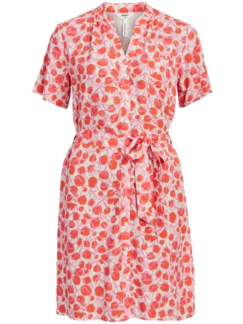Object Jurk OBJEMA ELISE S/S SHIRT DRESS NOOS 23039105 SANDSHELL/HOT CORAL/