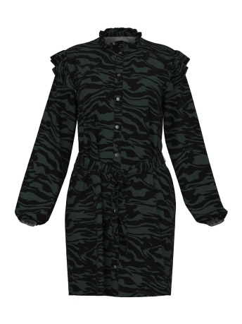 Jacqueline de Yong Jurk JDYSOFIA L/S BELT DRESS WVN LO 15277378 SCARAB/BLACK ANIM