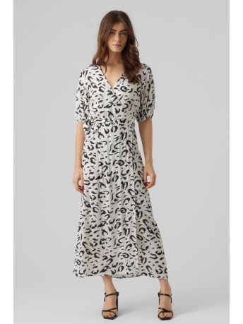 Vero Moda Jurk VMFERGIE 2/4 ANKLE WRAP DRESS VMA 10290520 SNOW WHITE/FALLULAH