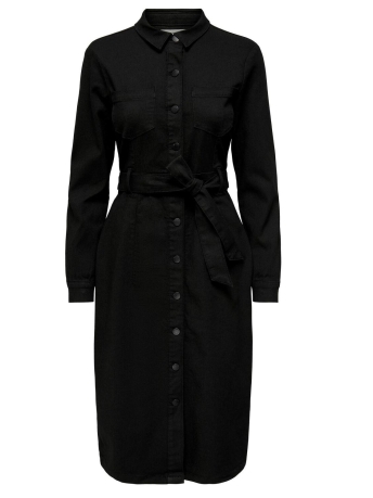 Jacqueline de Yong Jurk JDYTULGA LS LONG BELT DNM DRESS BL 15309690 BLACK DENIM