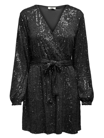 Jacqueline de Yong Jurk JDYCARMEN WRAP GLITTER DRESS JRS 15316681 Black/SEQUIN