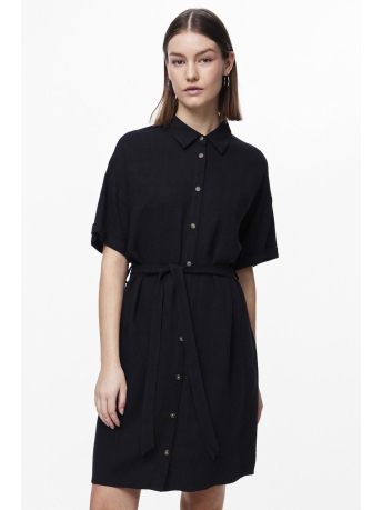 Pieces Jurk PCVINSTY SS LINEN SHIRT DRESS NOOS 17132920 Black