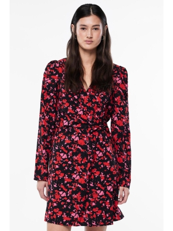 Pieces Jurk PCFALINE LS WRAP DRESS 17145442 Black/Graphic