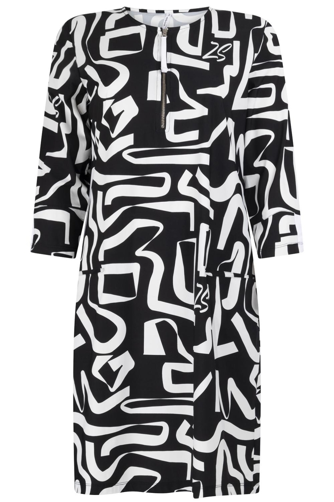 MARLIES PRINTED TRAVEL DRESS 232 0000 0016 BLACK WHITE