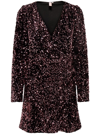 Only Jurk ONLANIKA WRAP SEQUIN SHORT DRESS WV 15308508 Black/PINK SEQUI
