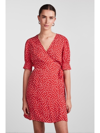 Pieces Jurk PCTALA 2/4 WRAP DRESS NOOS BC 17133694 High Risk Red/Small Flower