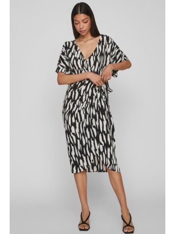 Vila Jurk VILAYA ILA V-NECK 2/4 MID CALF DRES 14088282 BLACK/LLA