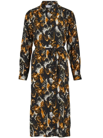 Vila Jurk VIZENIA JADA L/S MIDI SHIRT DRESS 14090786 BLACK/JADA