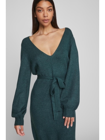 Vila Jurk VIRIL REV V-NECK KNIT DRESS - NOOS 14084237 PONDEROSA/DARK MELANGE