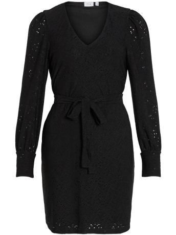 Vila Jurk VIPAULINA V-NECK L/S SHORT DRESS 14090555 Black